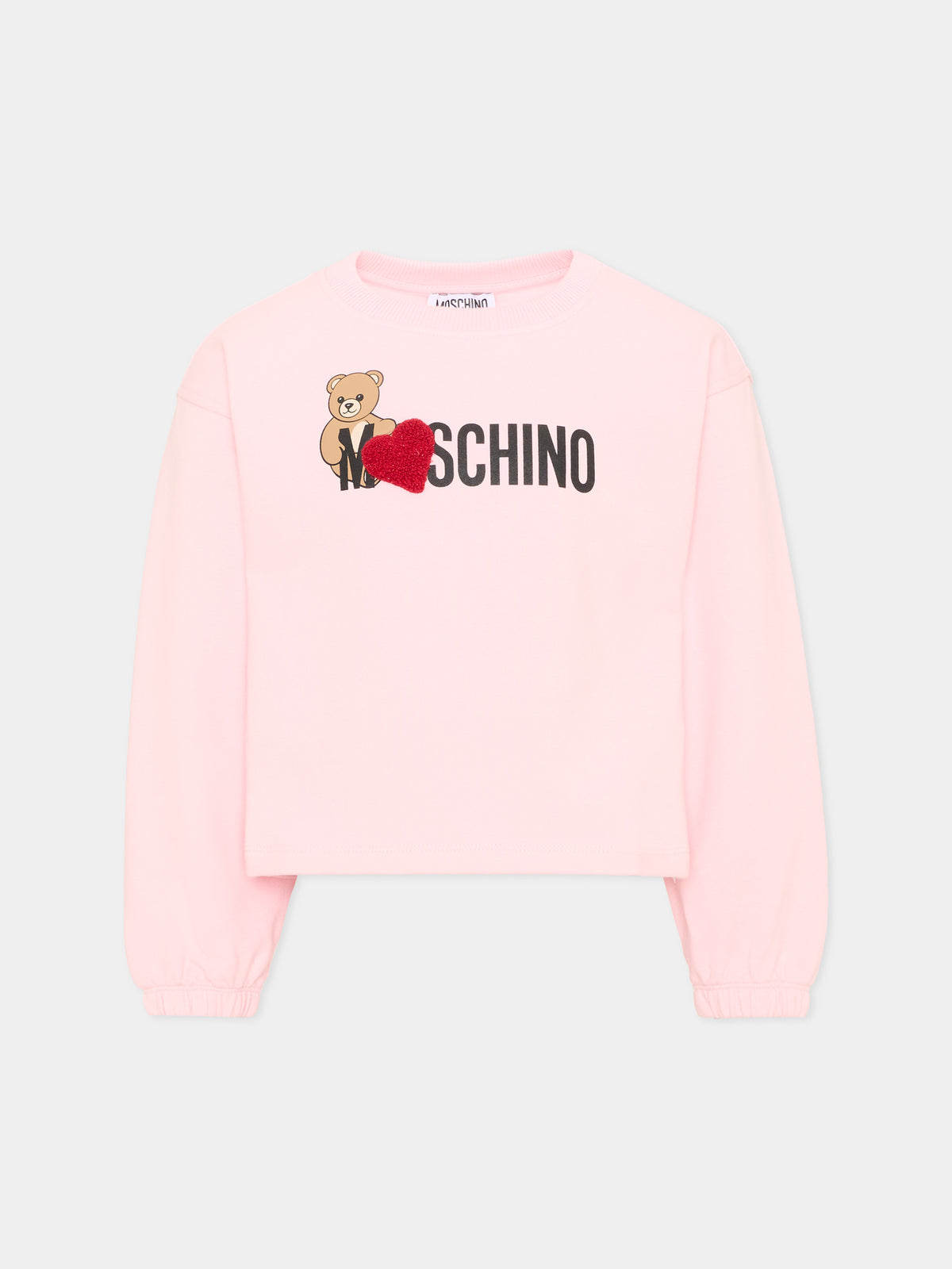 Felpa girocollo rosa con teddy bear per bambina,Moschino Kids,HDF06U LDA18 50209