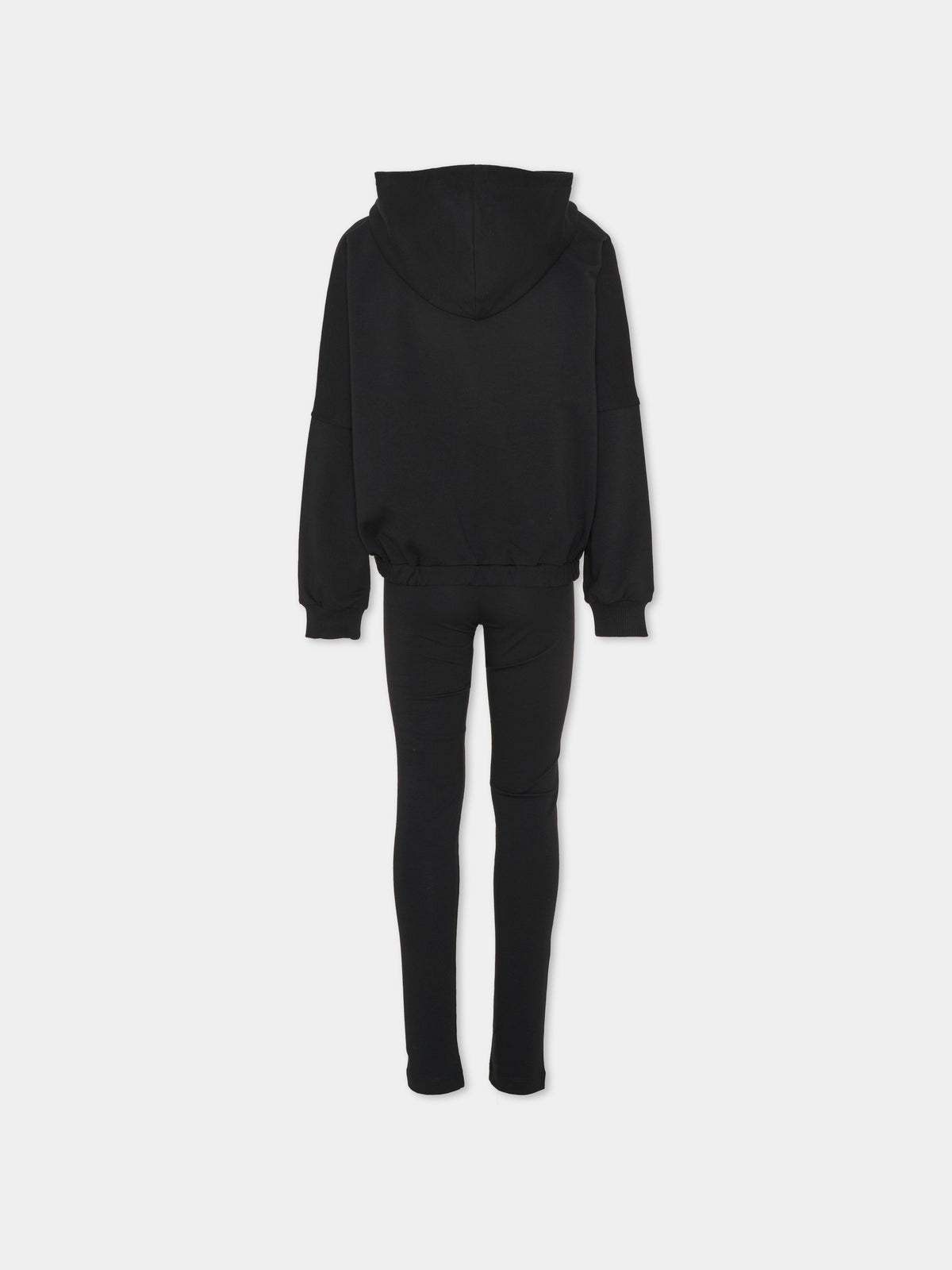 Completo sportivo lungo nero con logo per bambina,Moschino Kids,HDK039 LDA63 60100