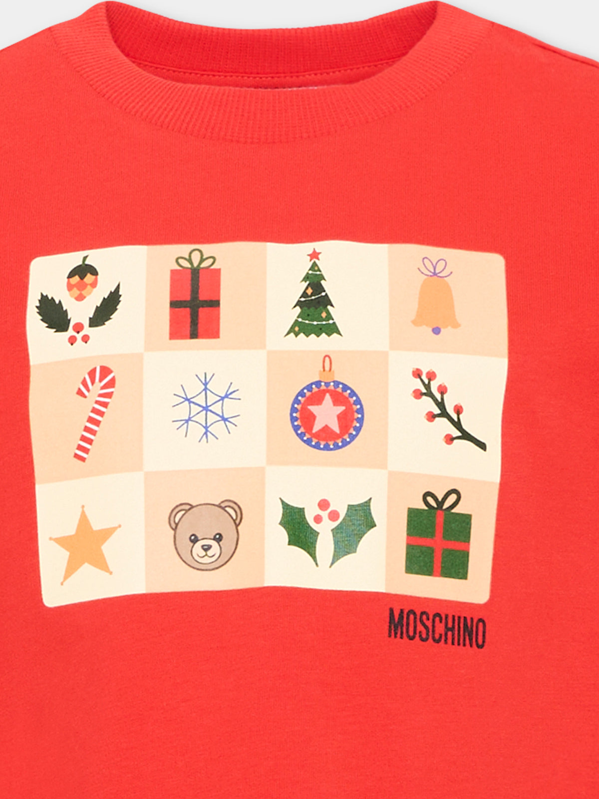 T-shirt rossa per bambino con stampa,Moschino Kids,HYO00J LAA10 50109