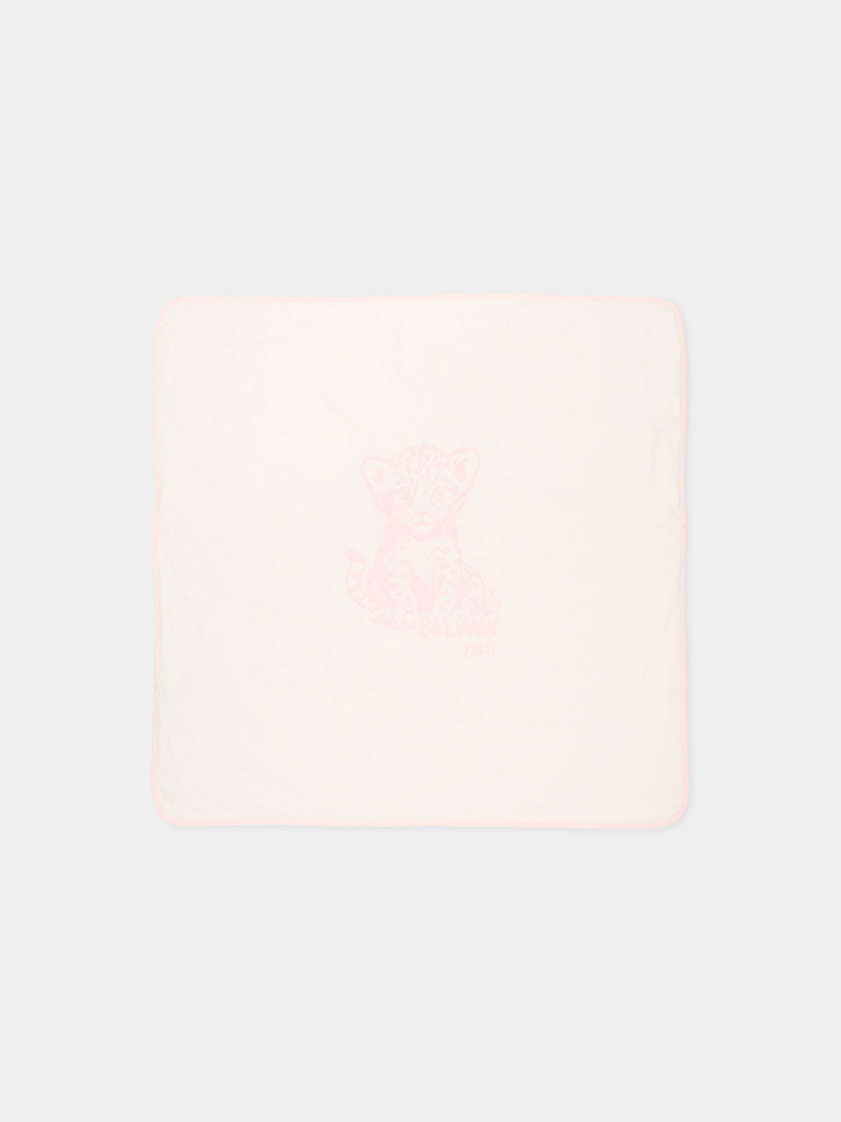 Coperta avorio per neonata con logo,Balmain Kids,BZ0010 Z3672 102RS