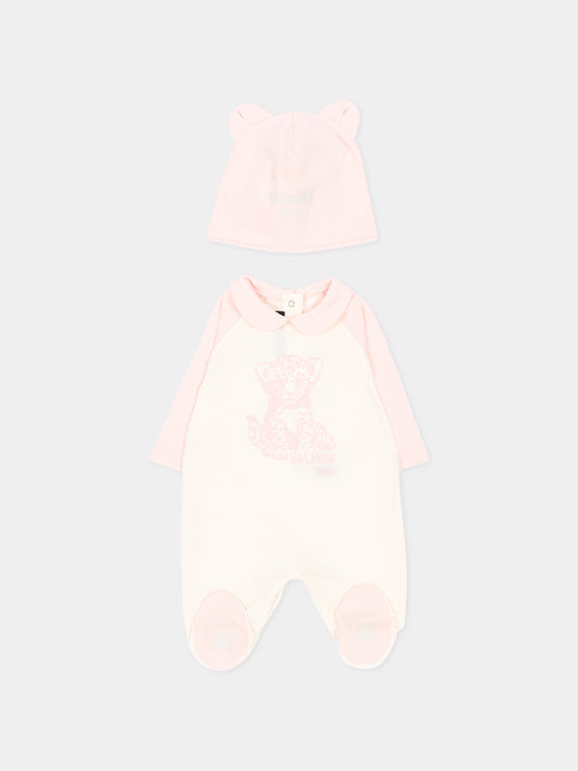 Set Tutine avorio per neonata con logo,Balmain Kids,BZB020 Z3672 102RS