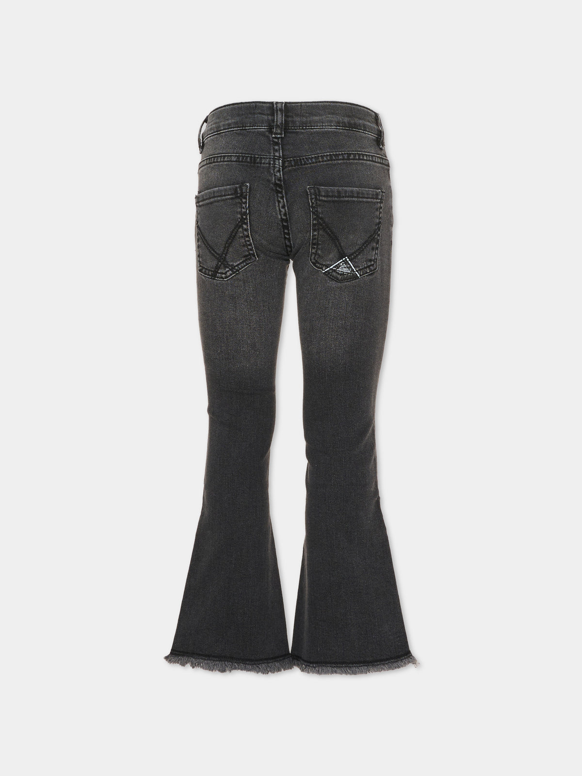 Jeans nero per bambina a fondo sfrangiato,Roy Roger's Kids,R F177 00 7020
