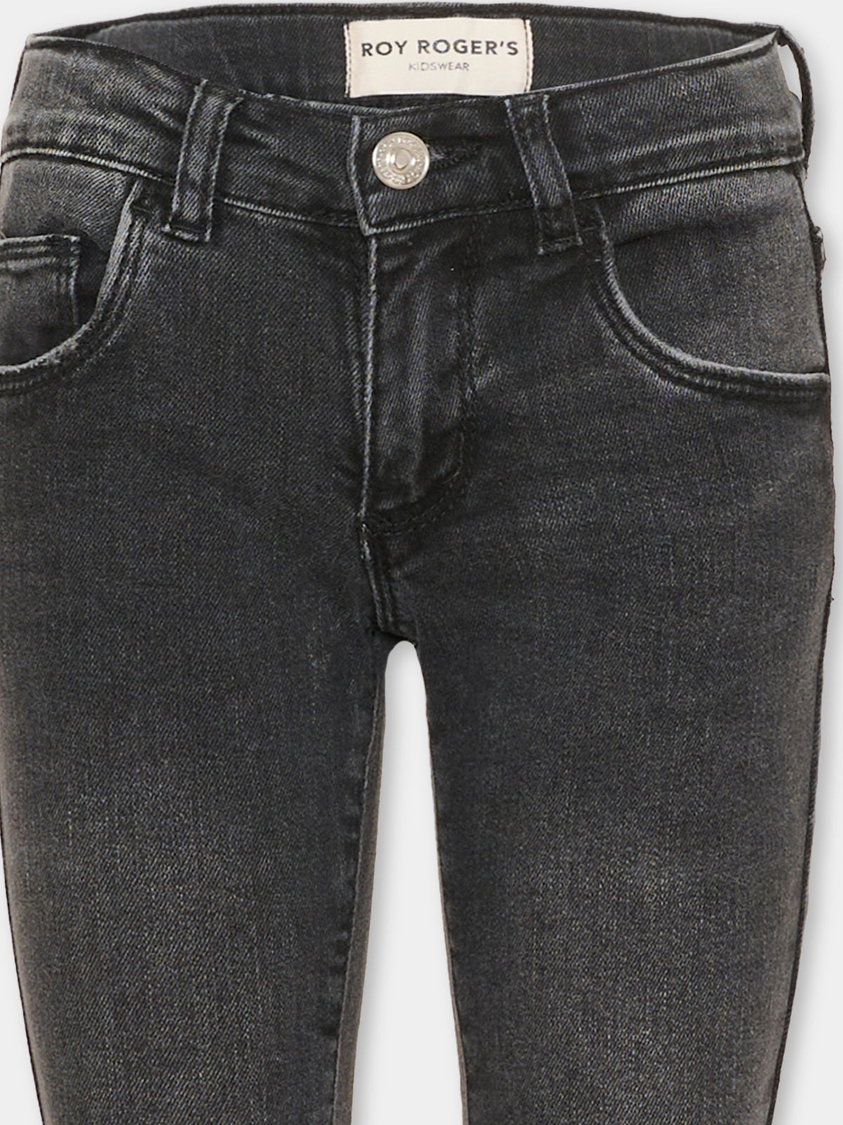 Jeans nero per bambina a fondo sfrangiato,Roy Roger's Kids,R F177 00 7020