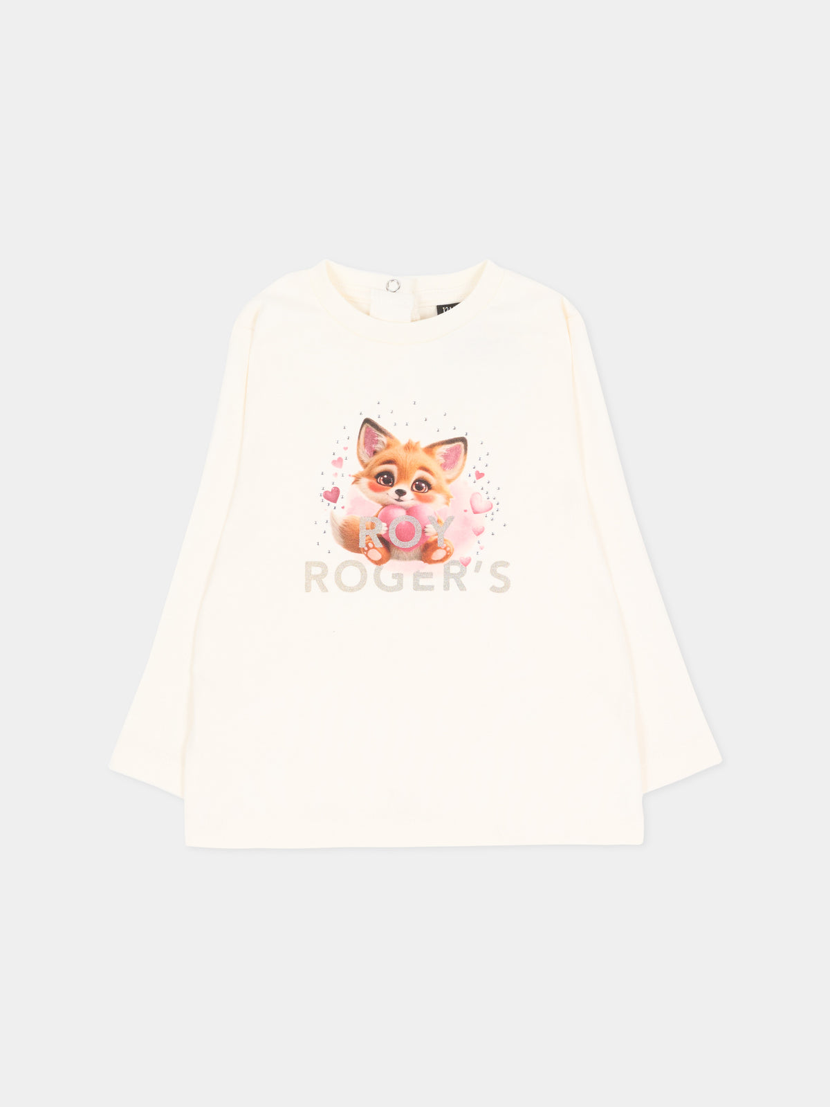 T-shirt a manica lunga avorio con stampa per neonati,Roy Roger's Kids,R F192 00 0112