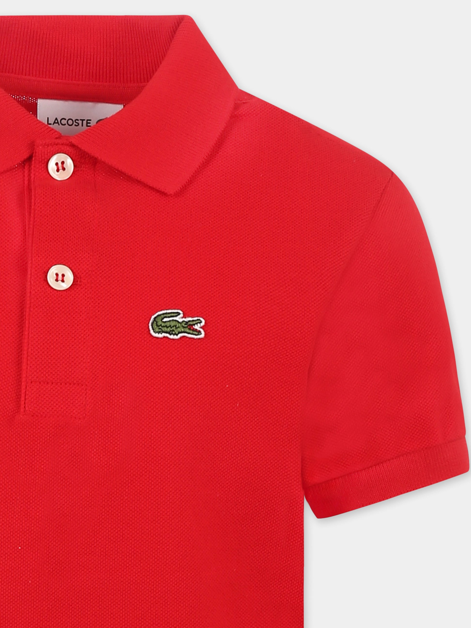 Polo rossa per bambino con coccodrillo verde,Lacoste,PJ2909 00 240