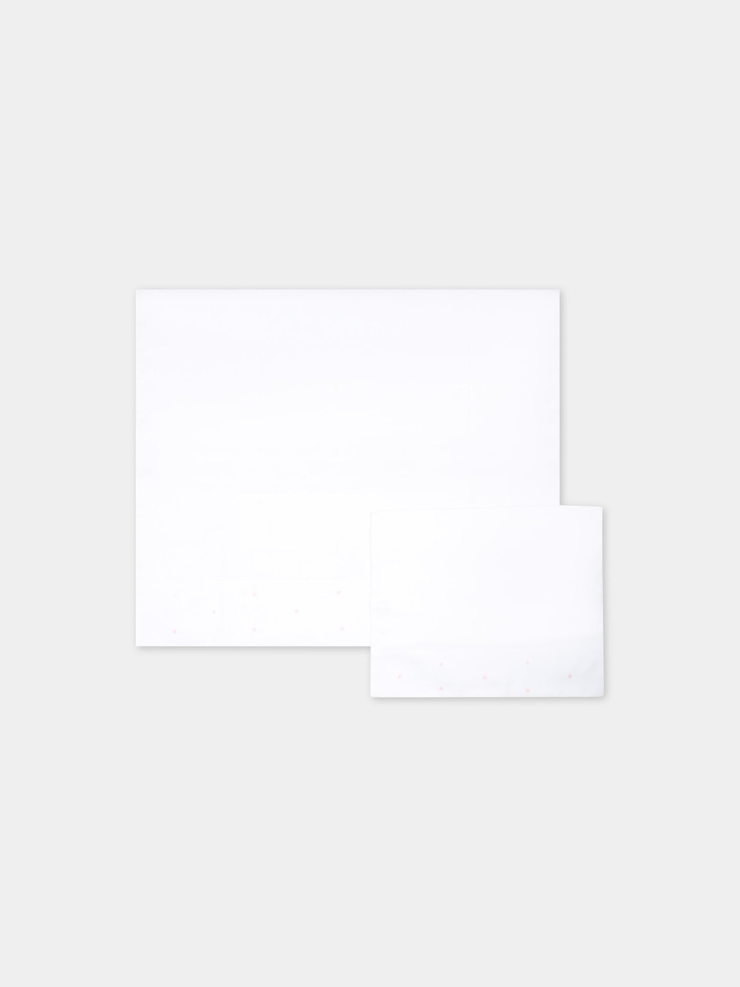 Set lenzuola bianche per neonata con pois rosa,Little Bear,2040 BIANCO/ROSA