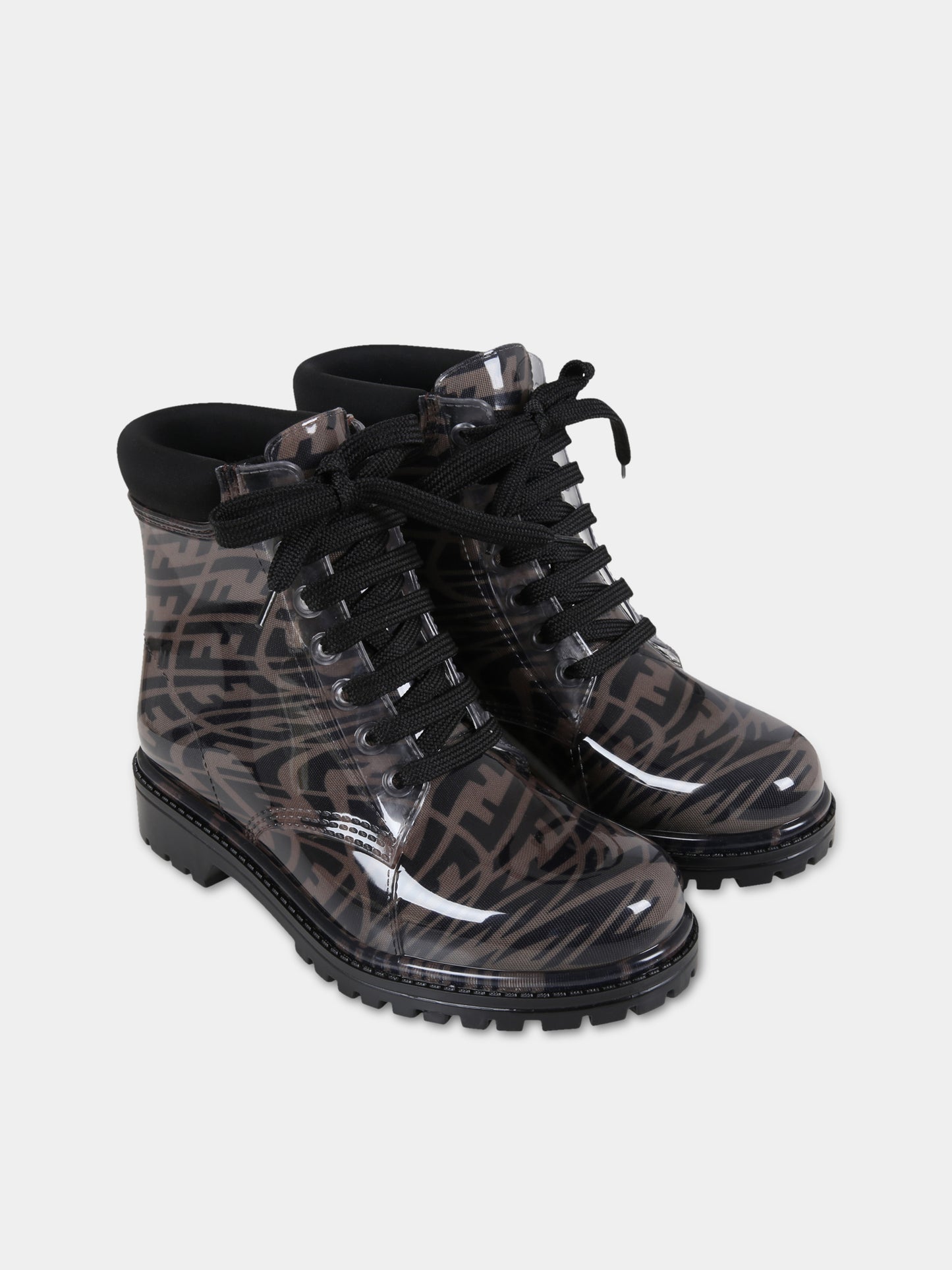 Anfibi marroni per bambini con logo vertigo,Fendi Kids,JMR375 AE88