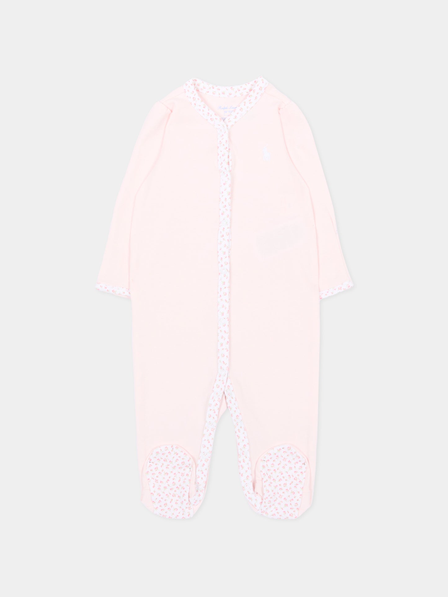 Pink babygrow for baby girl with roses