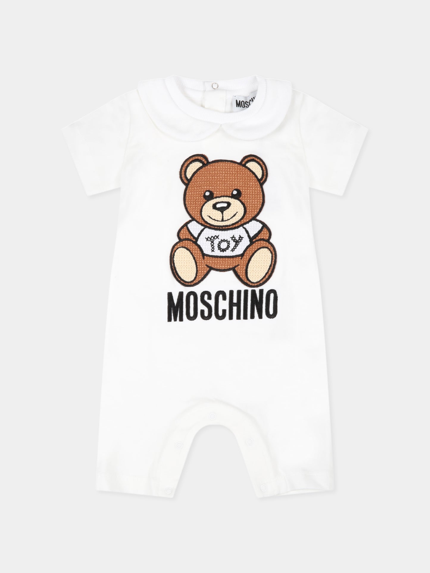 Pagliaccetto bianco per neonati on teddy bear,Moschino Kids,MMY023 LBA00 10101