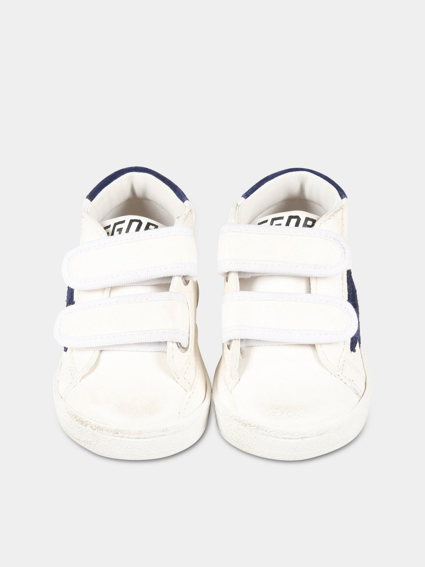 White sneakers for kids with logo and star
