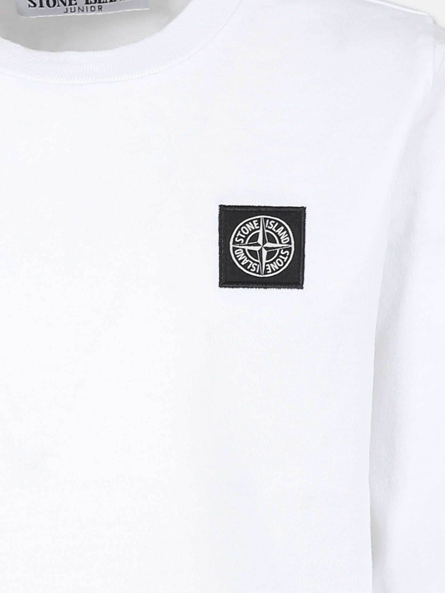 T-shirt bianca per bambino con iconica bussola,Stone Island Junior,771620447 V099