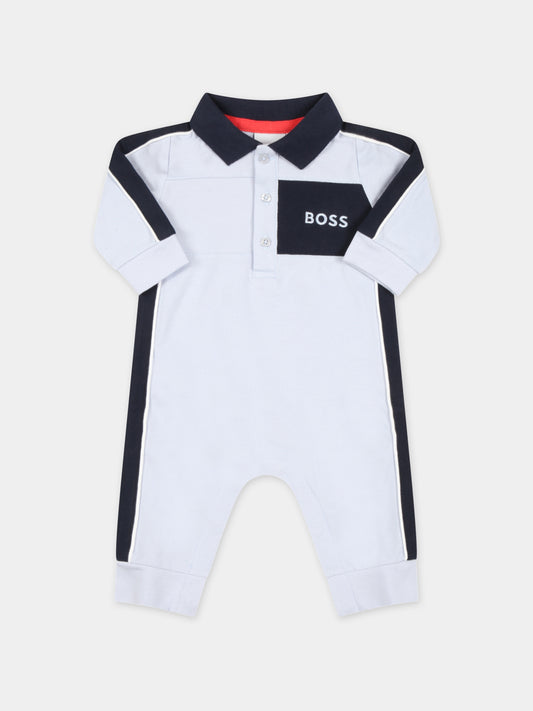 Tutina celeste per neonato con logo,Hugo Boss,J94321 771