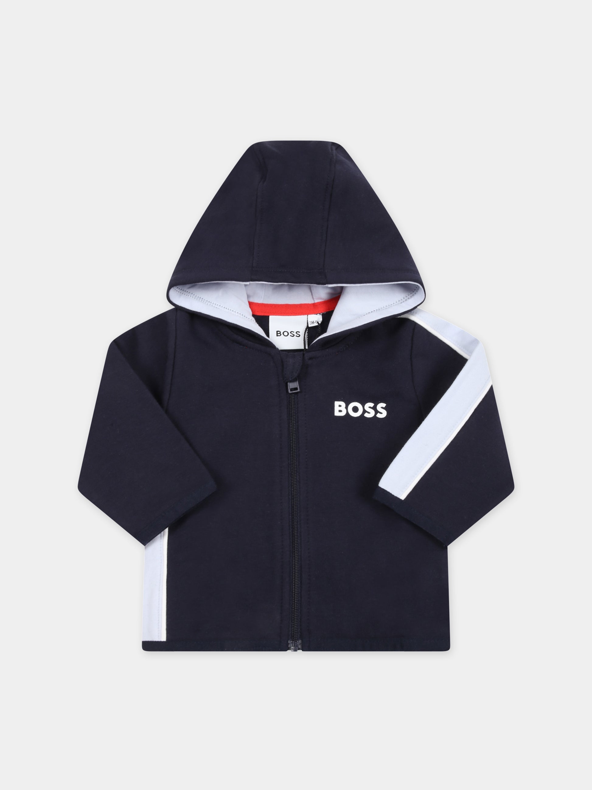 Tuta blu per neonato con logo,Hugo Boss,J98369 849