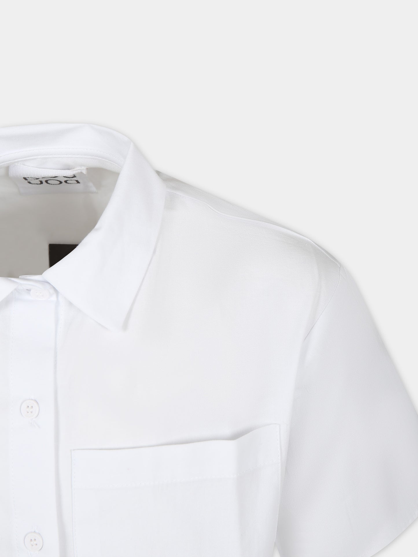 Camicia bianca per bambina con logo nero,Douuod Kids,DS5A01 Z1219 100