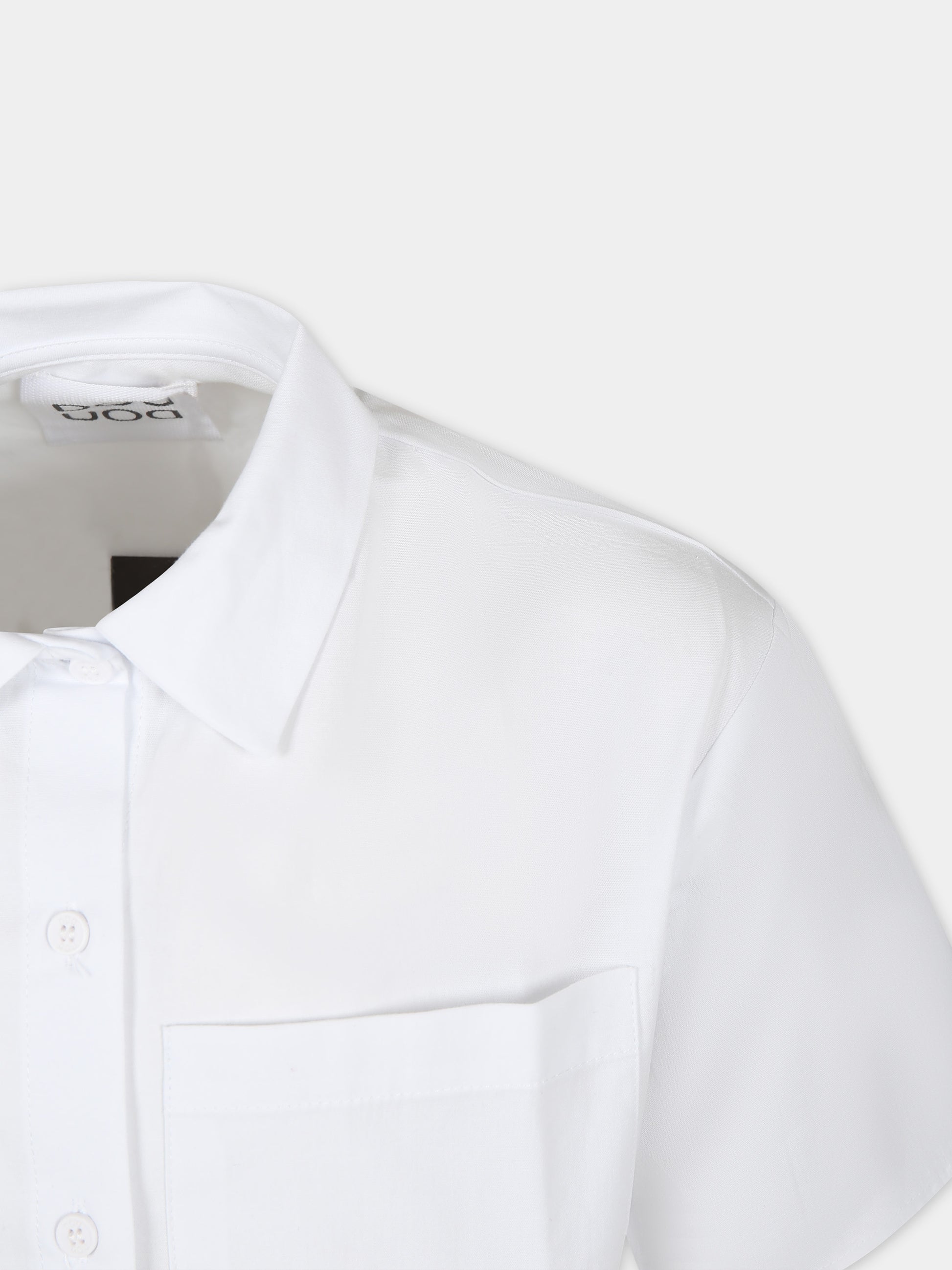 Camicia bianca per bambina con logo nero,Douuod Kids,DS5A01 Z1219 100