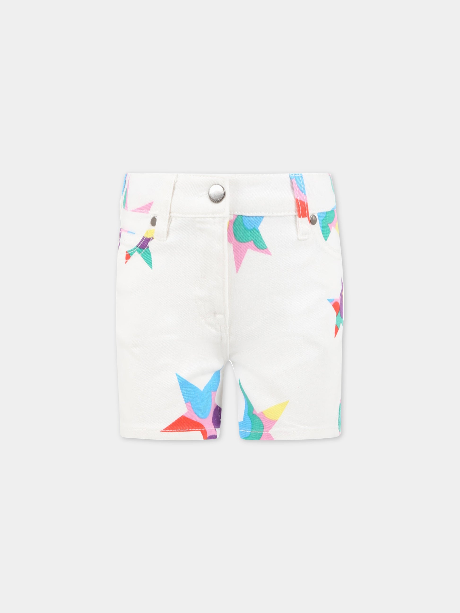 Shorts bianchi per bambina con stelle colorate,Stella Mccartney Kids,TS6E39 Z0858 100MC