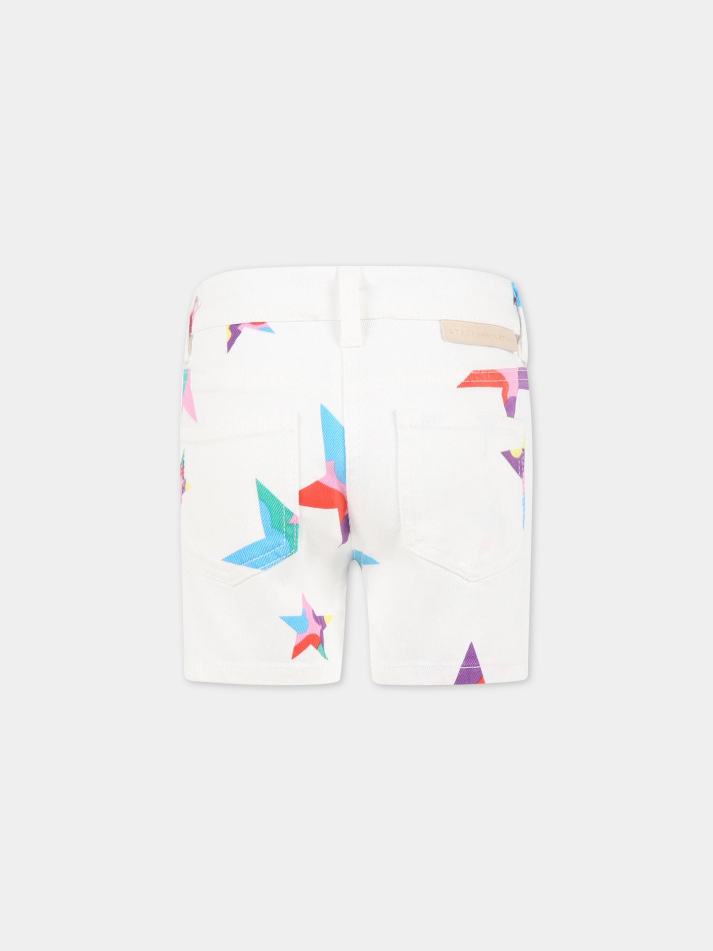 Shorts bianchi per bambina con stelle colorate,Stella Mccartney Kids,TS6E39 Z0858 100MC