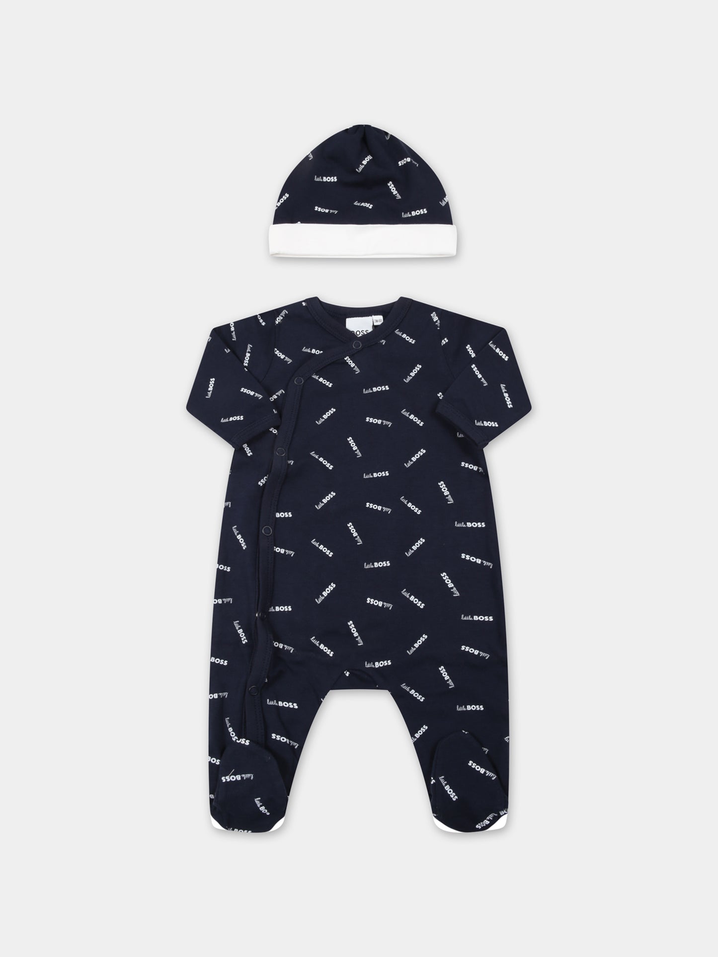 Set blu per neonato con loghi,Hugo Boss,J98377 849