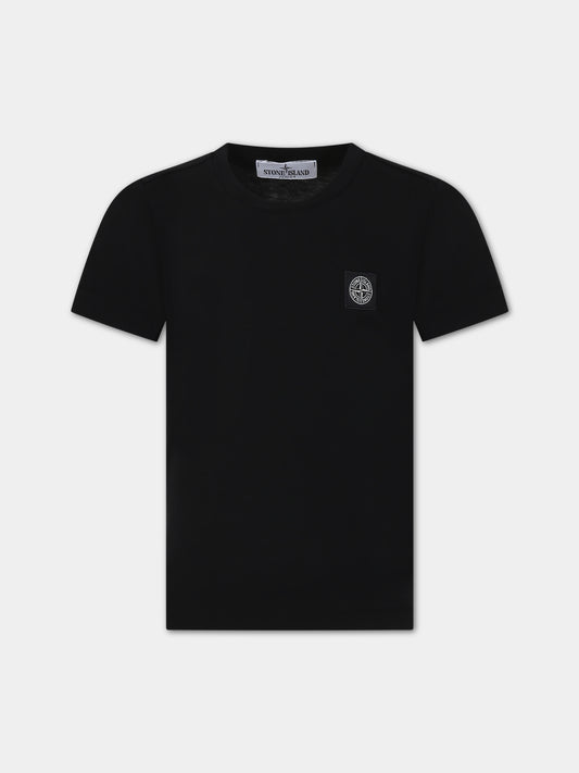 T-shirt blu per bambino con iconica bussola,Stone Island Junior,791620147 V0020