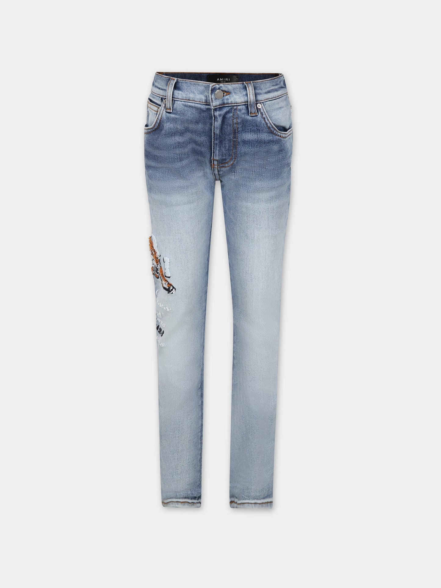 Jeans blu per bambini con tigre e logo,Amiri,PF23KSD004 765