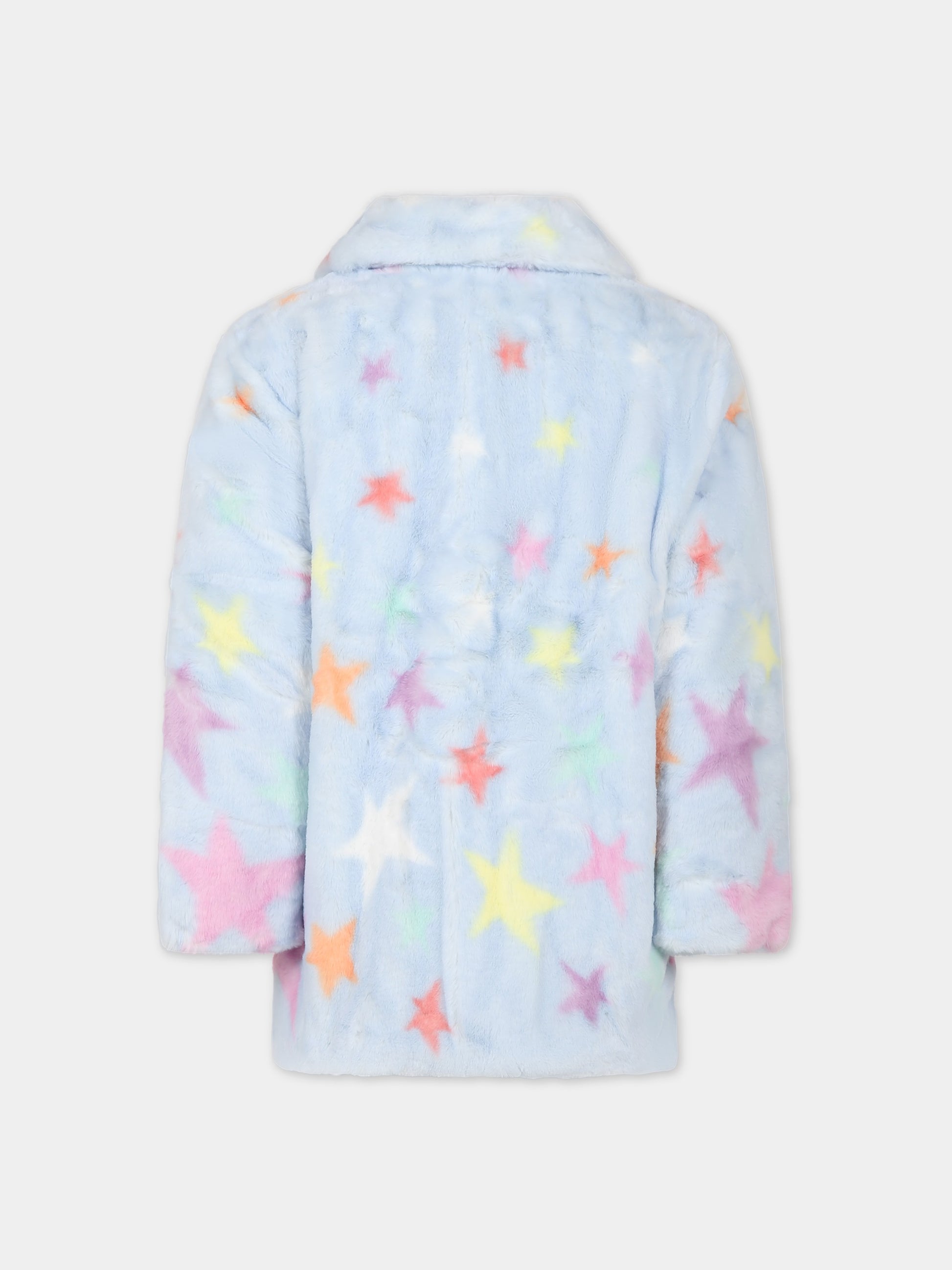 Ecopelliccia celeste per bambina con stelle,Stella Mccartney Kids,TT2A90 Z1284 602MC