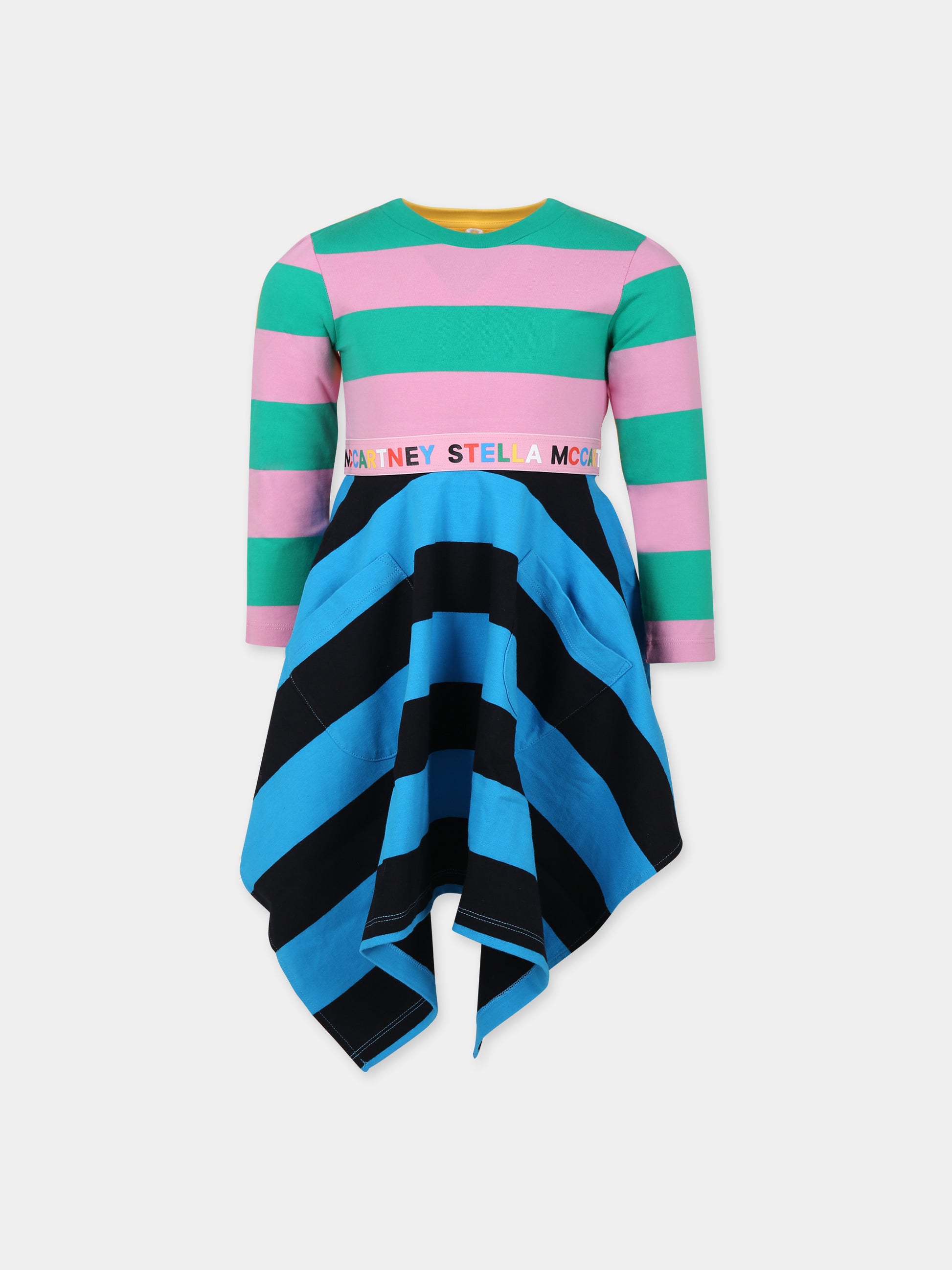 Vestito casual multicolor asimmetrico per bambina,Stella Mccartney Kids,TT1D60 Z1336 709RS