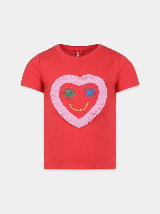 T-shirt rossa per bambina con cuore,Stella Mccartney Kids,TT8D21 Z0434 412
