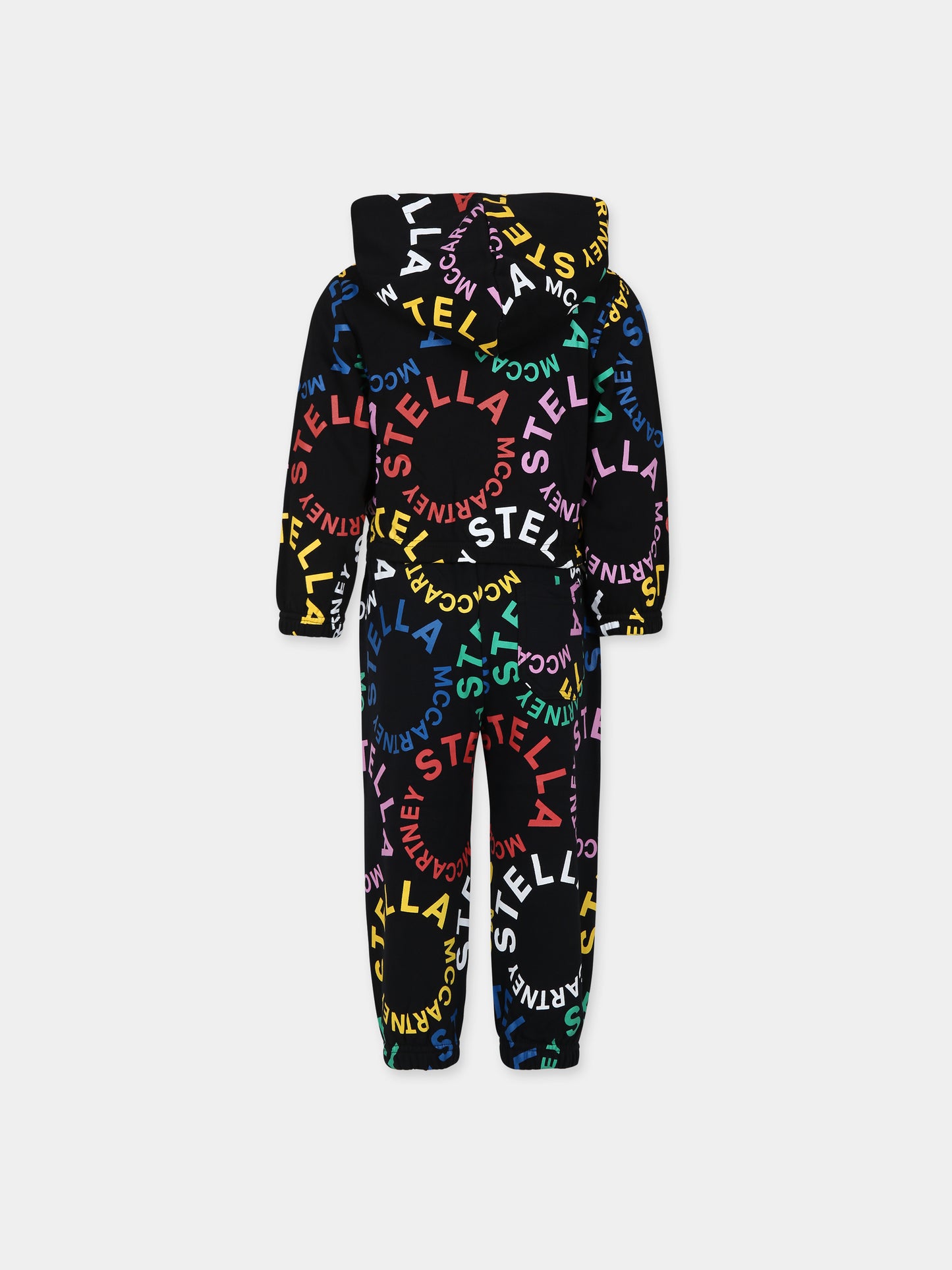 Completo sportivo nero per bambina con logo multicolor,Stella Mccartney Kids,TT3B10 Z1333 930MC