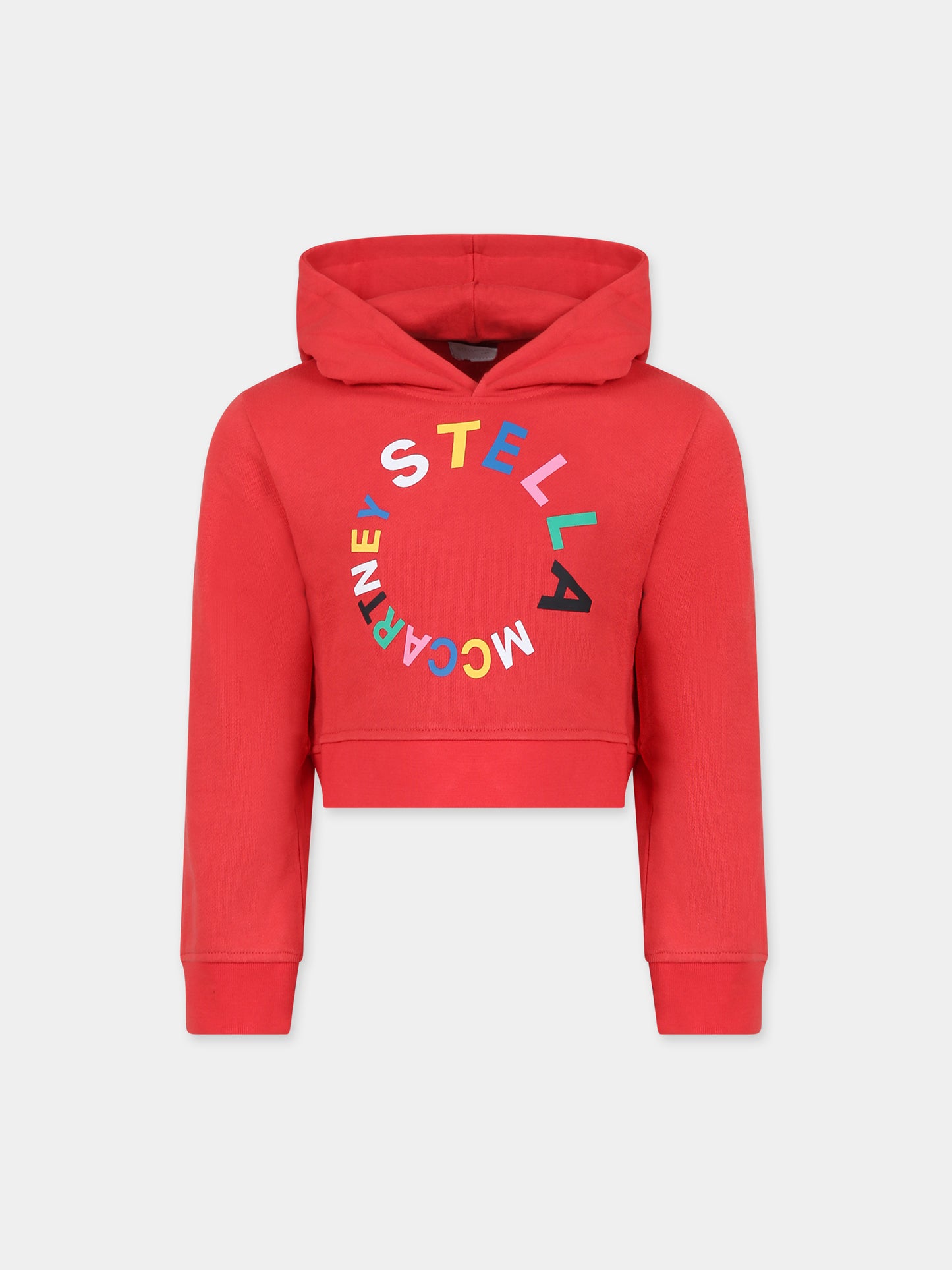 Felpa rossa per bambina con logo multicolor,Stella Mccartney Kids,TT4C40 Z0447 412