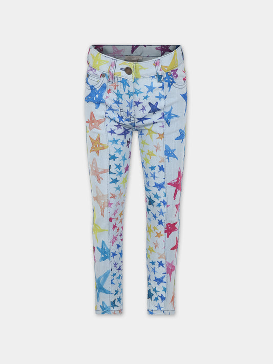 Jeans celeste per bambina con stampa stelle,Stella Mccartney Kids,TT6D90 Z1341 999MC