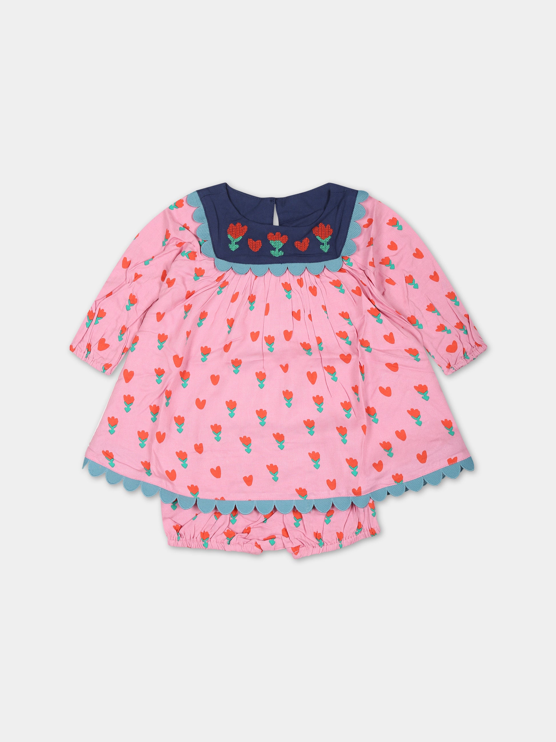 Vestito rosa per neonata con stampa tulipani,Stella Mccartney Kids,TT1201 Z1243 547MC