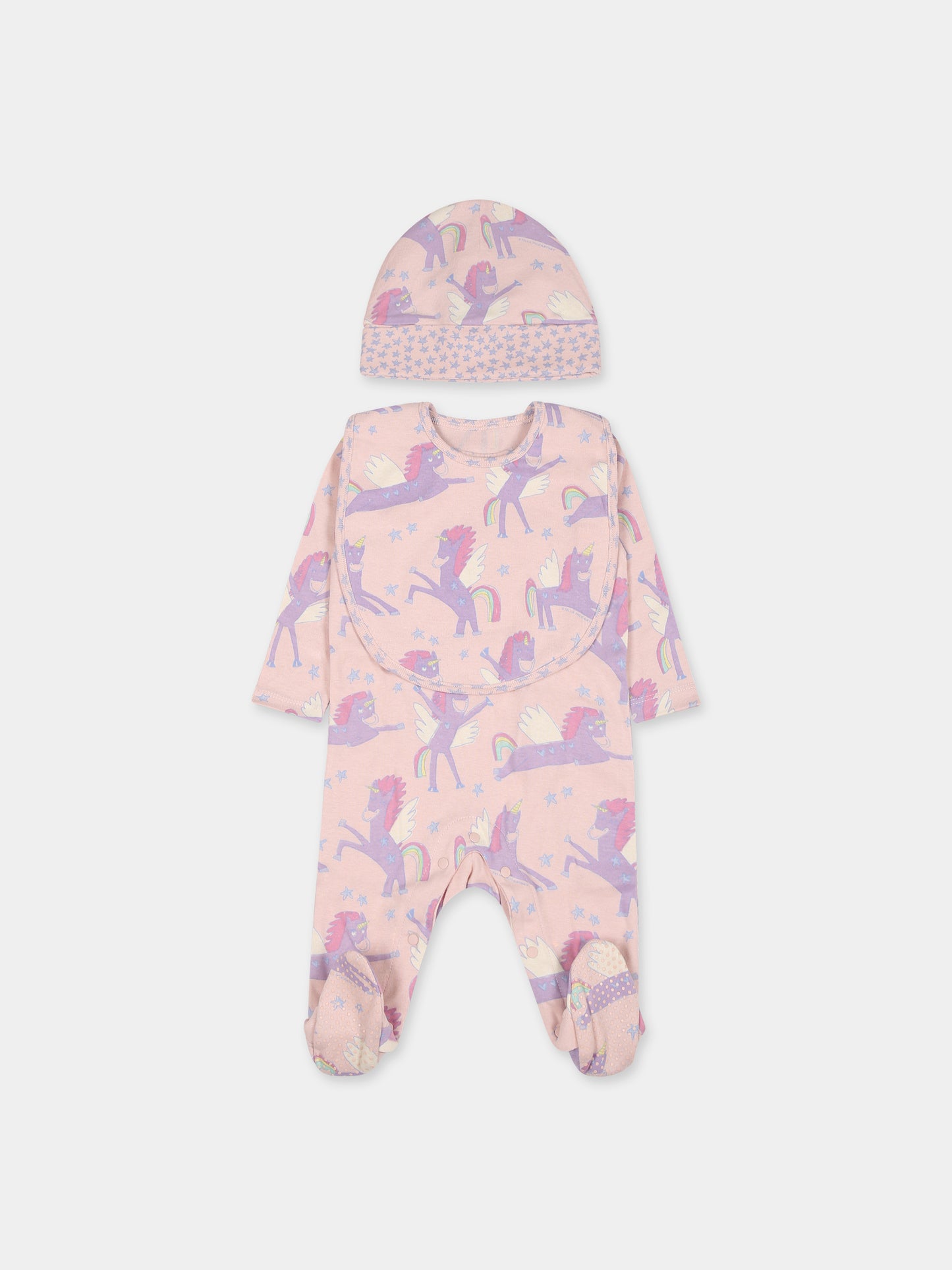 Set  rosa per neonata con stampa unicorni,Stella Mccartney Kids,TTB059 Z1467 505MC