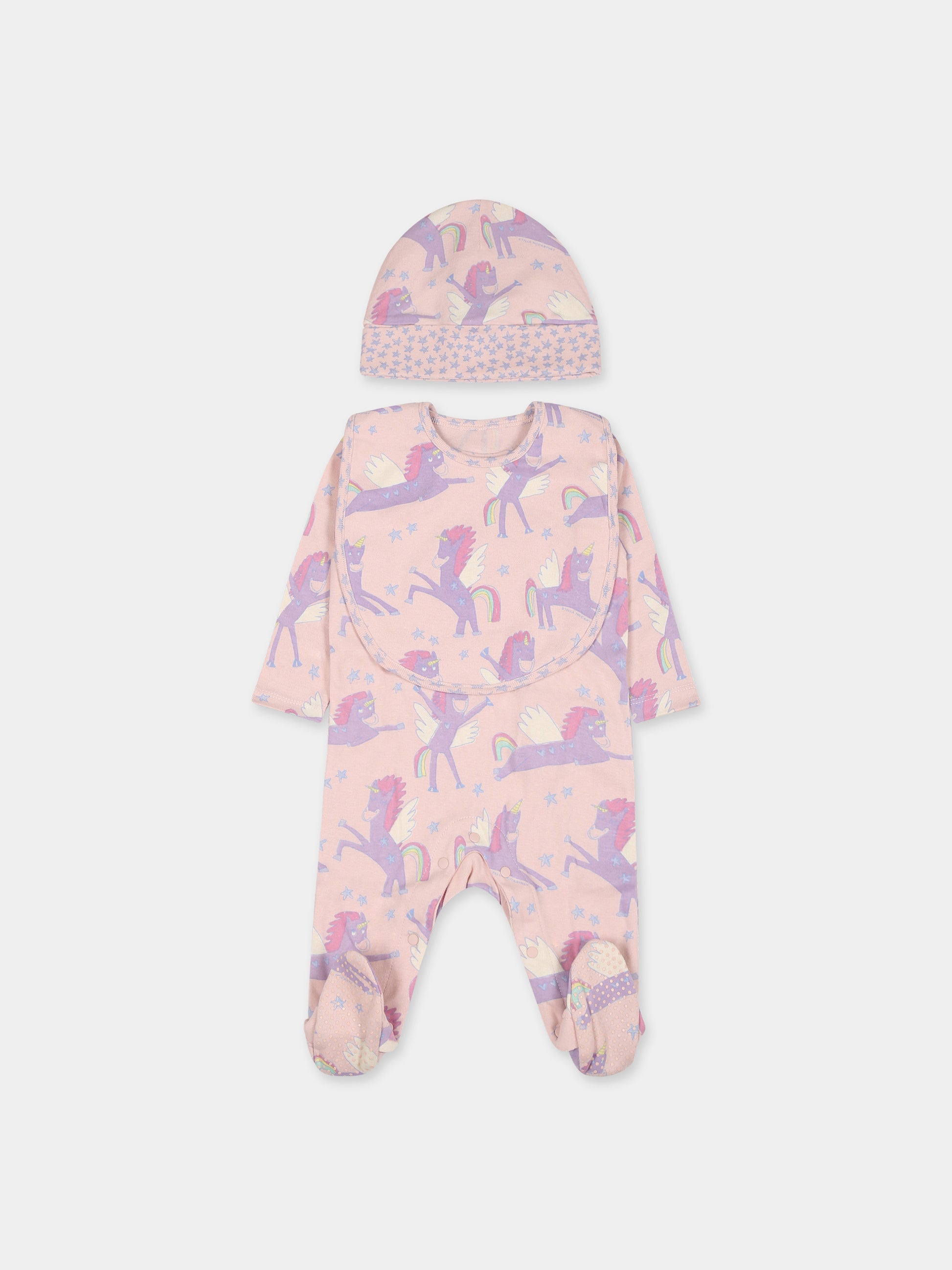 Set  rosa per neonata con stampa unicorni,Stella Mccartney Kids,TTB059 Z1467 505MC