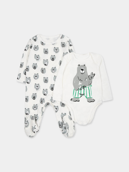 Set  bianco per neonato con orso,Stella Mccartney Kids,TTB519 Z1486 101MC