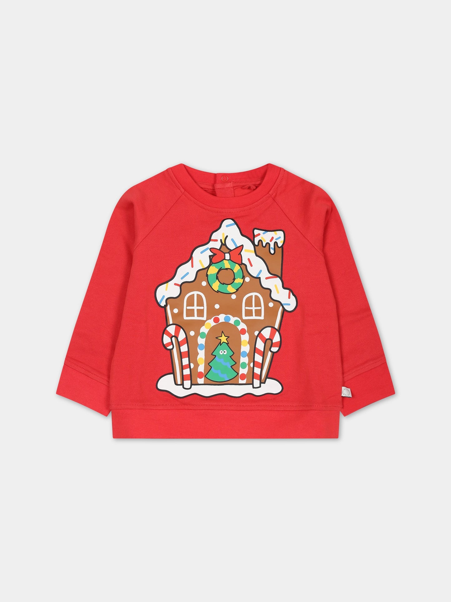 Felpa rossa per neonati con casa di marzapane,Stella Mccartney Kids,TT4500 Z0447 412