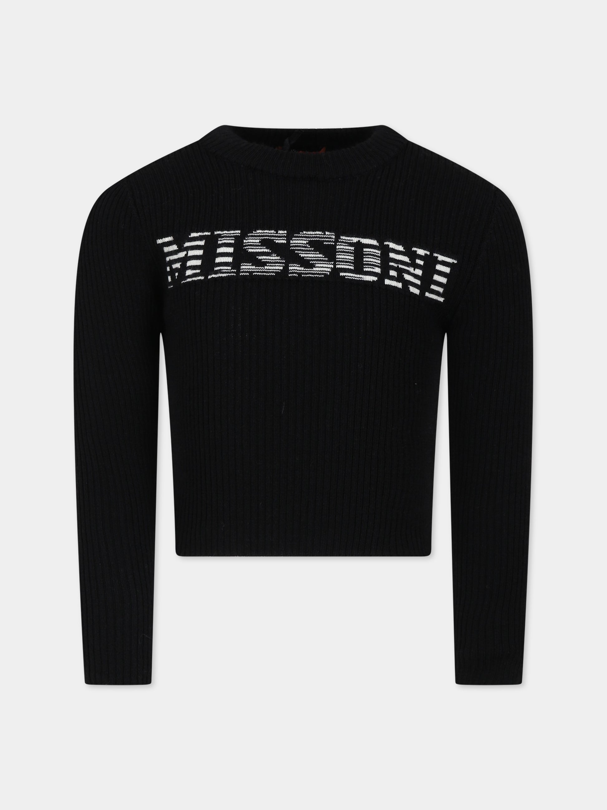 Maglione nero per bambina con logo,Missoni,MT9A60 W0012 930BC