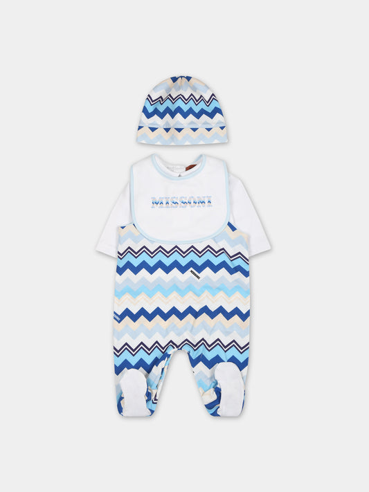 Set celeste per neonato con logo,Missoni,MTB530 J0319 607MC