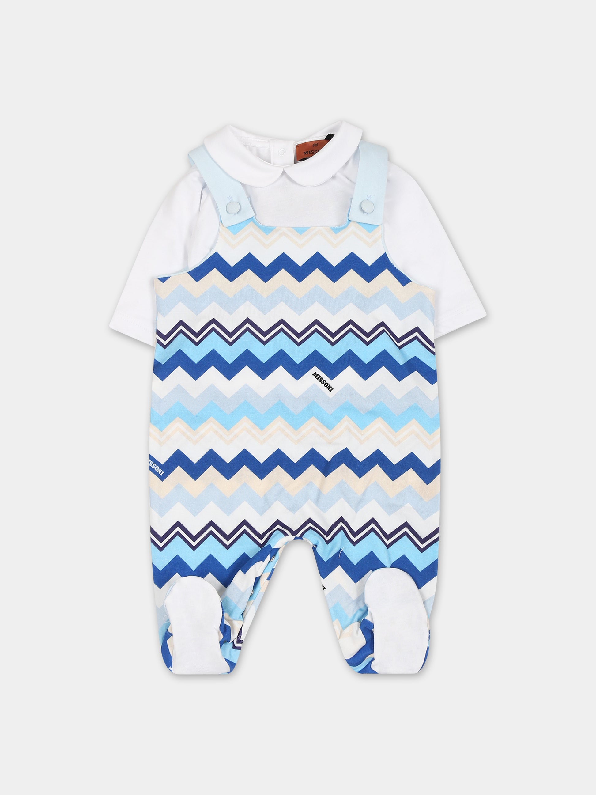 Set celeste per neonato con logo,Missoni,MTB530 J0319 607MC