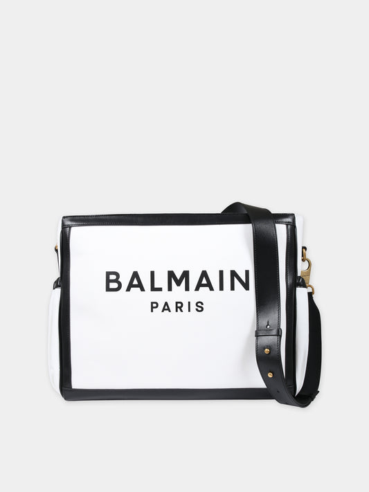 Borsa mamma bianca per neonati con logo,Balmain Kids,BT0638 Z0042 100NE