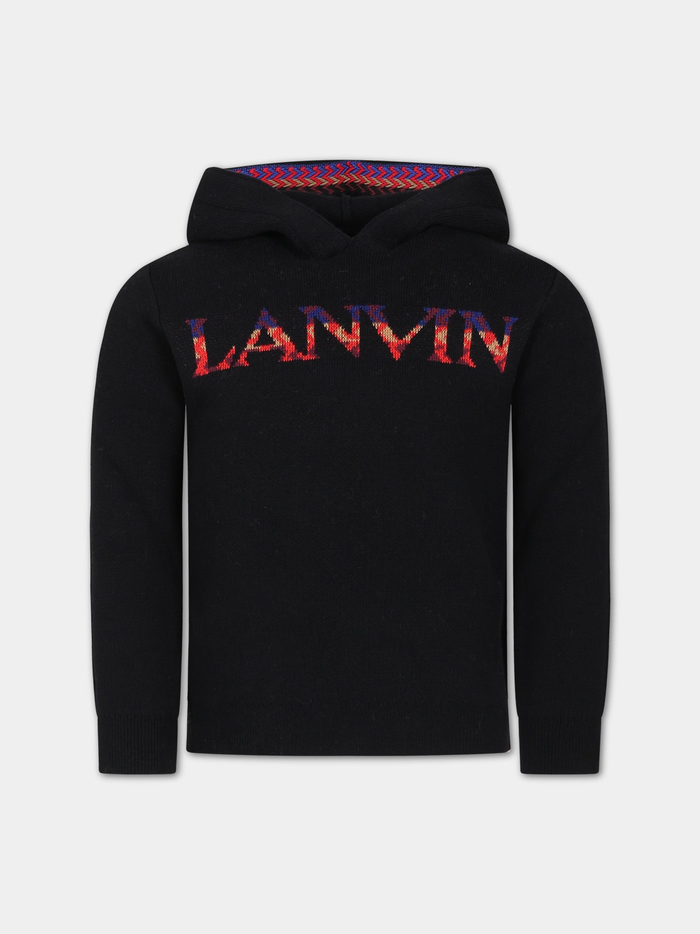Maglione nero con logo per bambino,Lanvin Petite,N25130 09B
