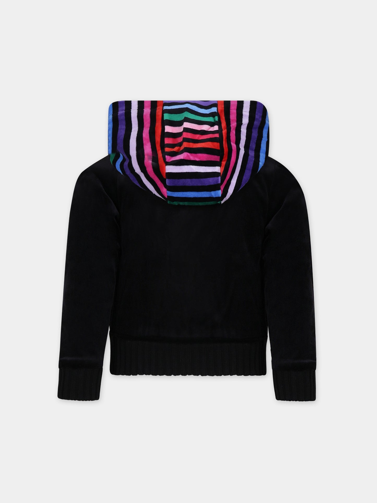 Felpa nera con cappuccio per bambina,Sonia Rykiel Paris,A15033 Z44