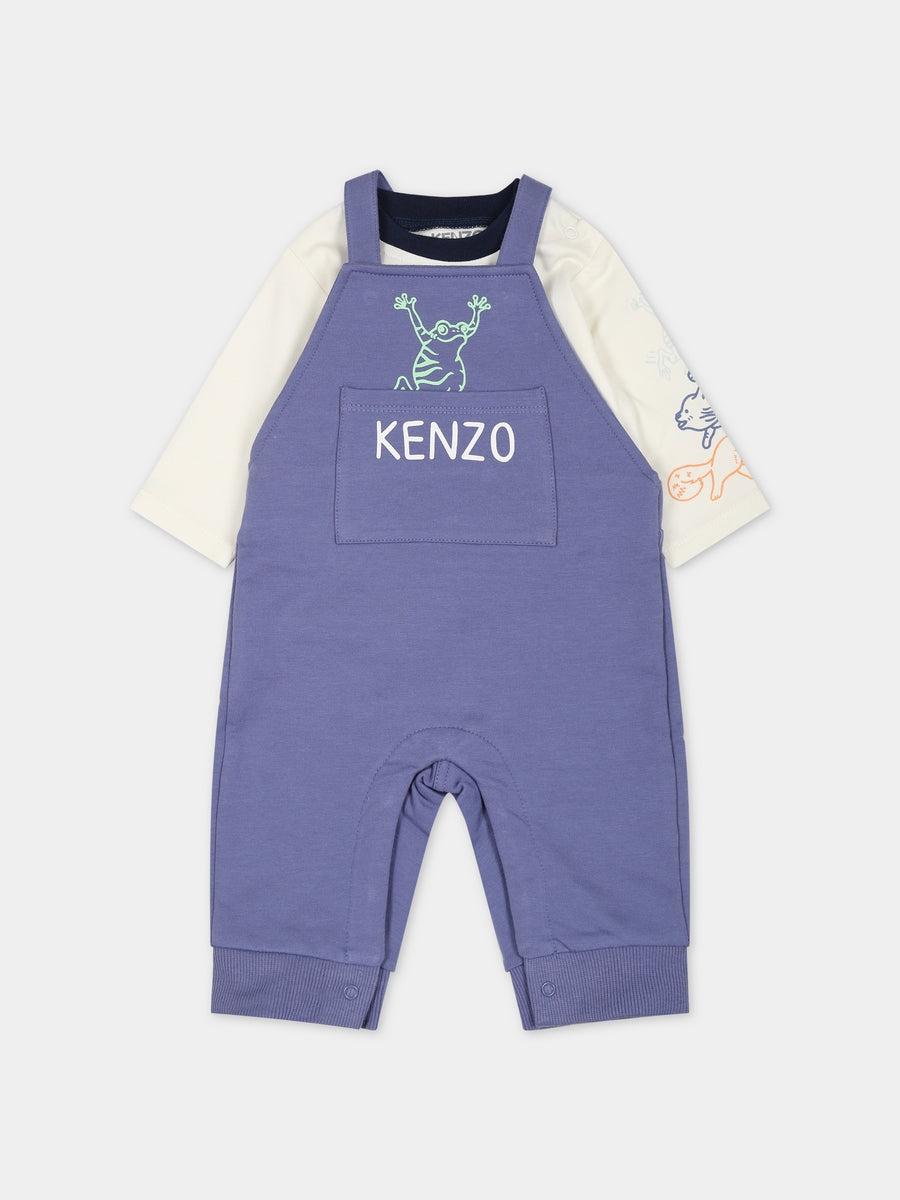 Completo blu per neonato con stampa,Kenzo Kids,K98131 81H