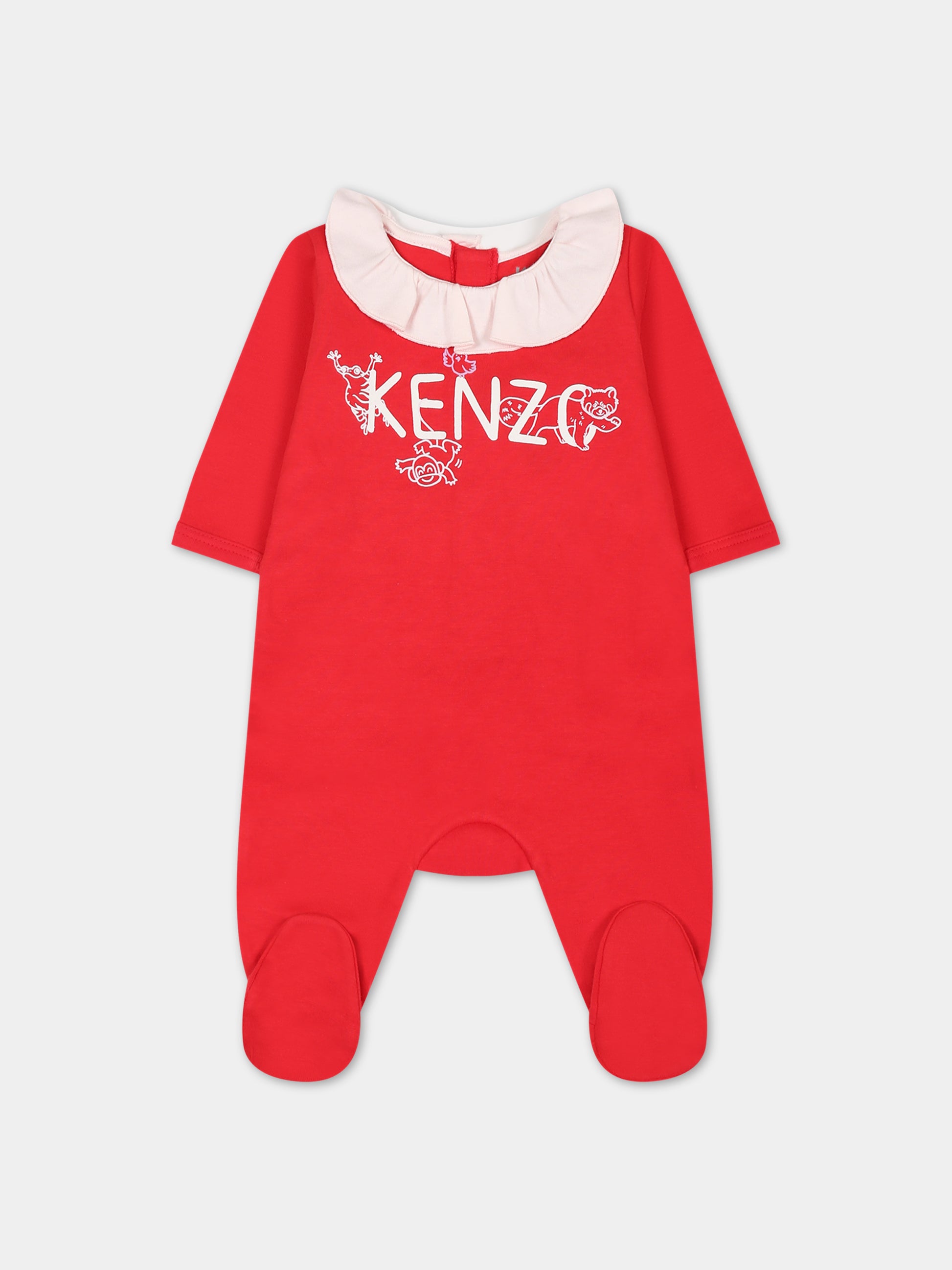 Tutina rossa per neonata con logo,Kenzo Kids,K97055 960