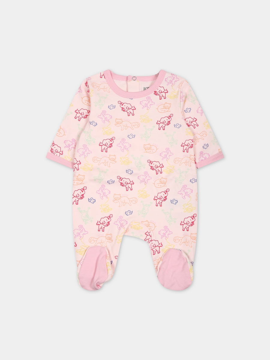 Set bianco per neonata con stampa,Kenzo Kids,K98119 470