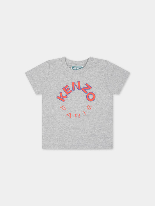 T-shirt grigia per neonati con logo,Kenzo Kids,K05527 A41