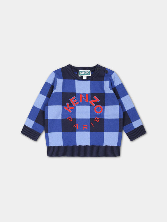 Maglione blu per neonato con logo,Kenzo Kids,K05519 84A