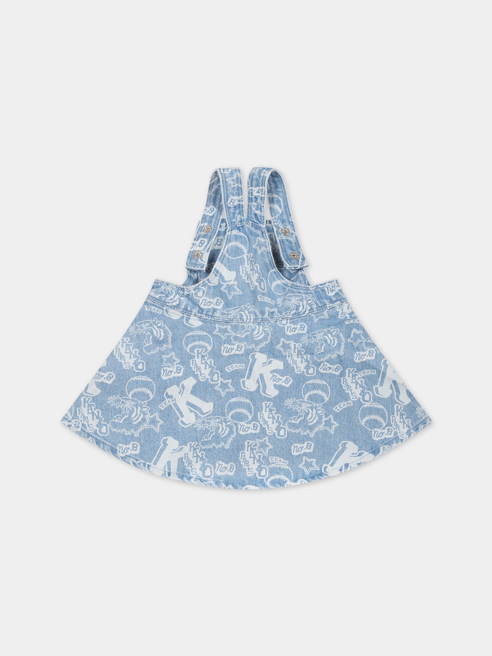 Salopette per neonata in denim con logo,Kenzo Kids,K02102 Z74