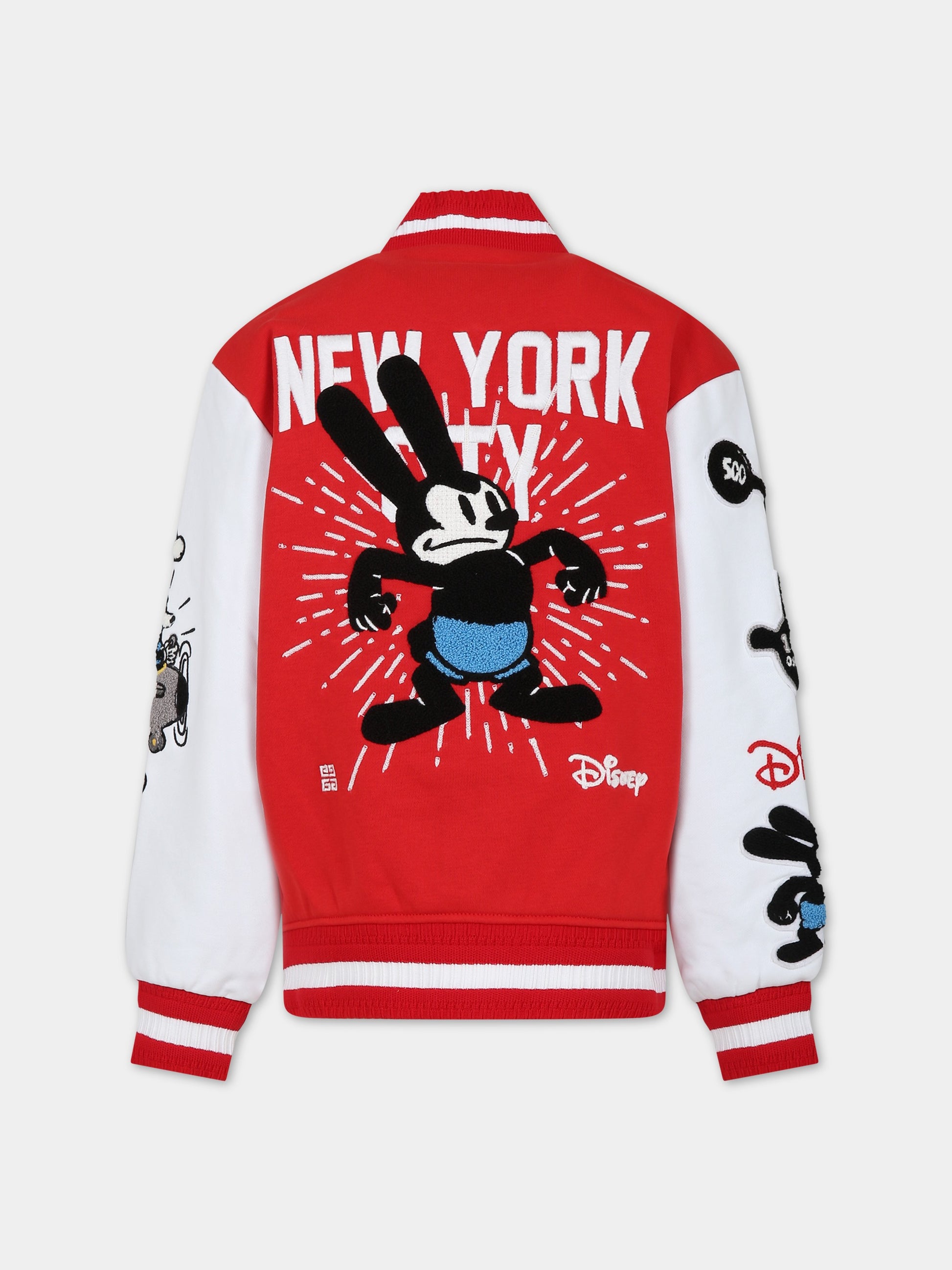 Bomber rosso per bambino con Osvald e logo,Givenchy Kids,H25486 X21