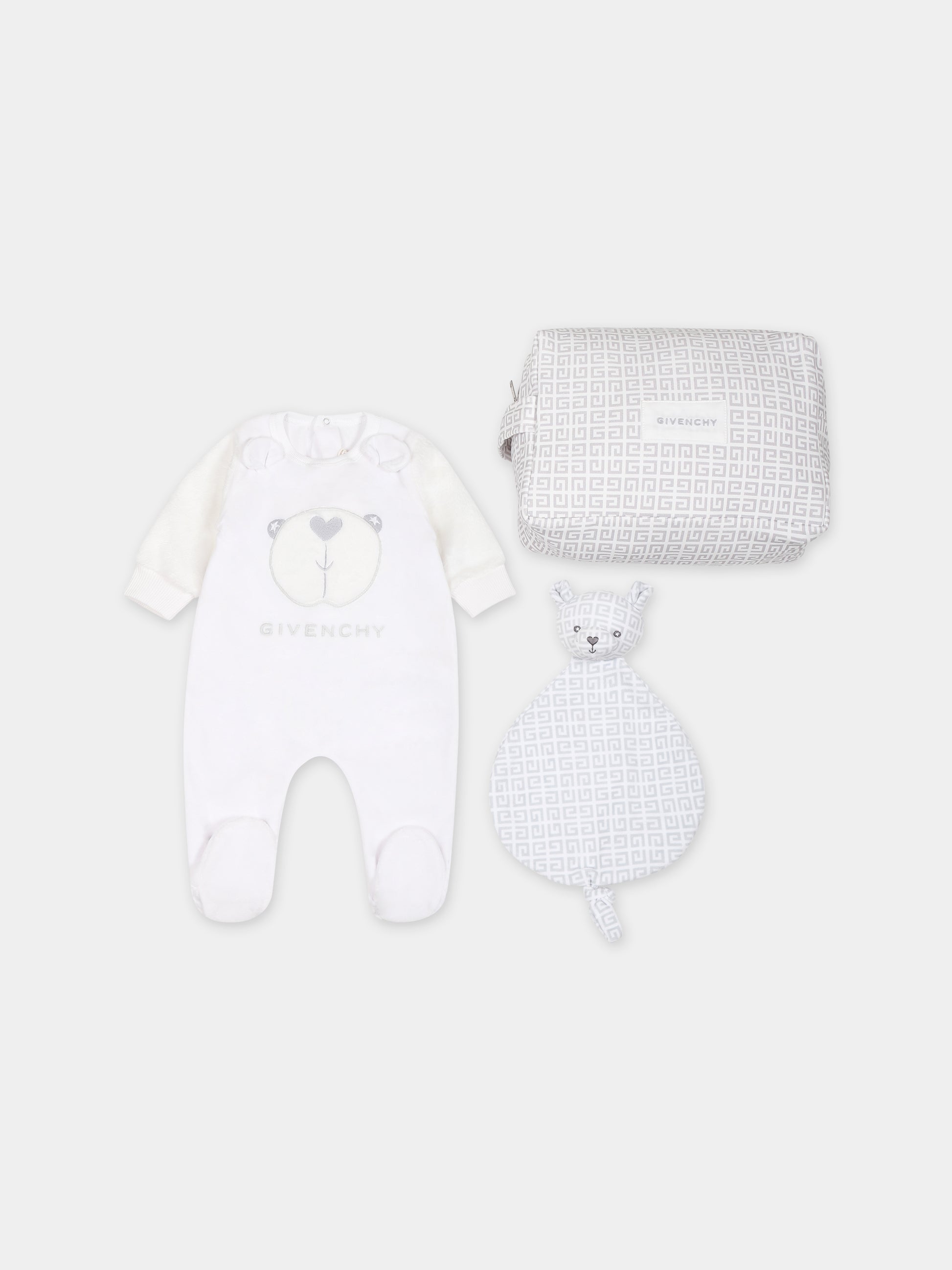 Set bianco per neonati con logo,Givenchy Kids,H9K074 N00