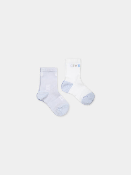Set celeste per neonato con logo,Givenchy Kids,H90174 711